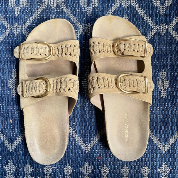 Veronica Beard Paige Buckle Suede Sandal - Picture 1 of 6